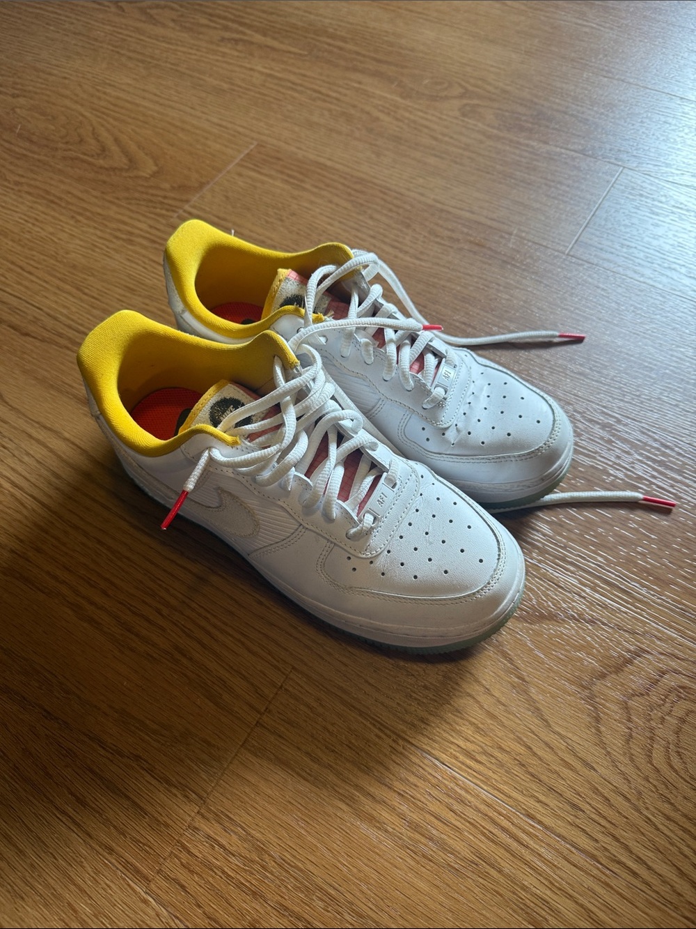 Womens White Sneakers with Yellow Lining